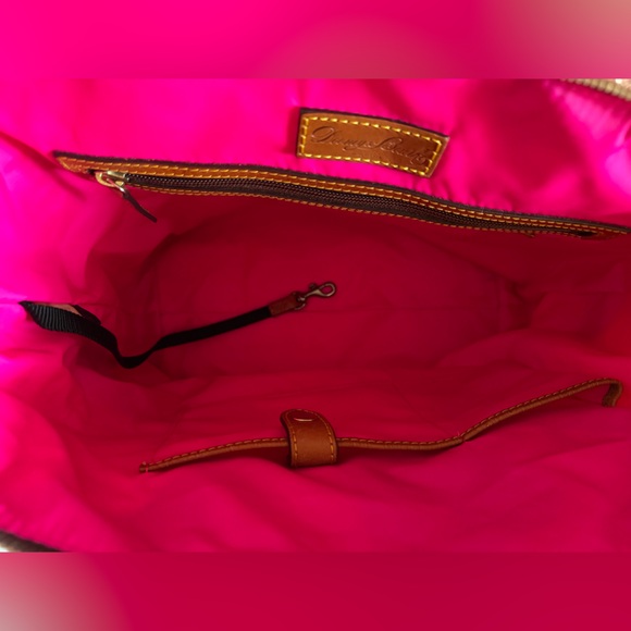Dooney & Bourke Nylon Pink Satchel Tote Bag w/ Leather Trim & Shoulder Strap - Picture 3 of 17